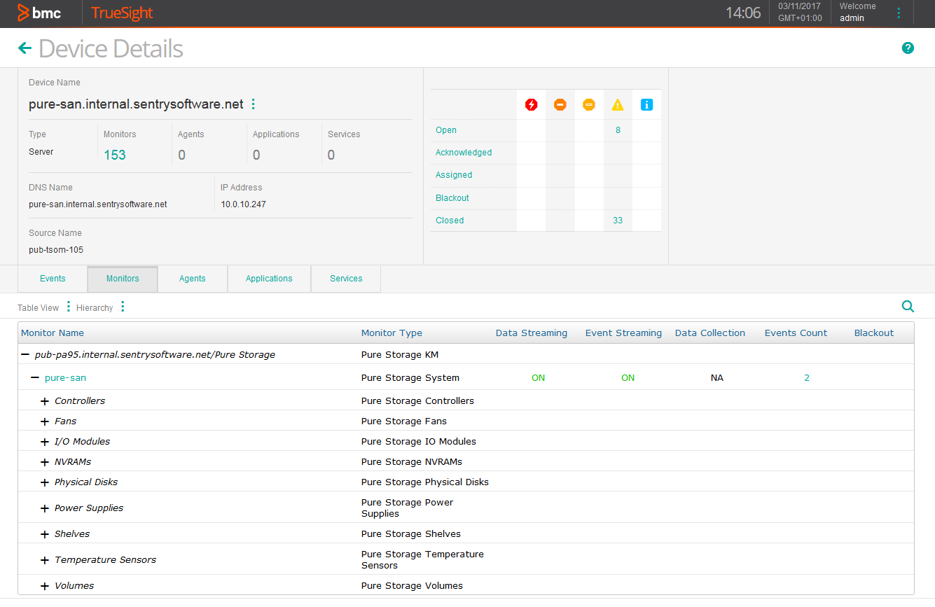 Displaying the Pure Storage Instances