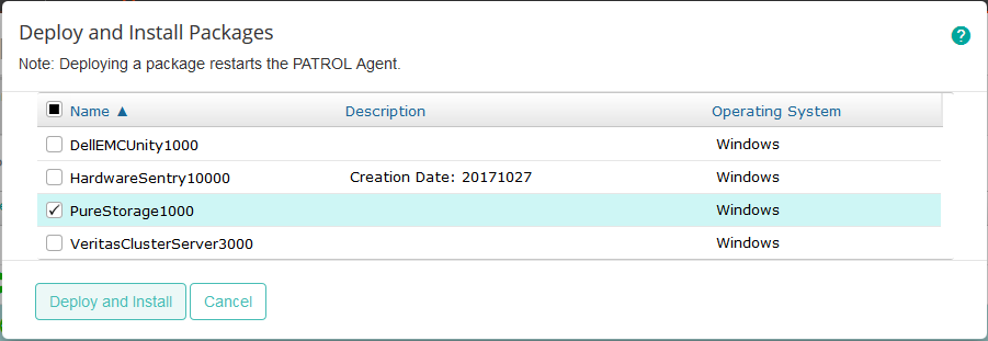 Installing the Package - Selecting the Pure Storage KM for PATROL Package