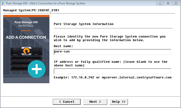 Adding a Connection to a Pure Storage System