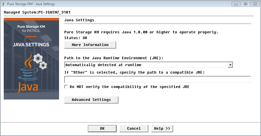 Java Settings  Configuration