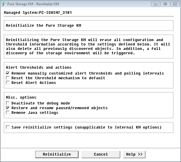 Reinitializing the KM