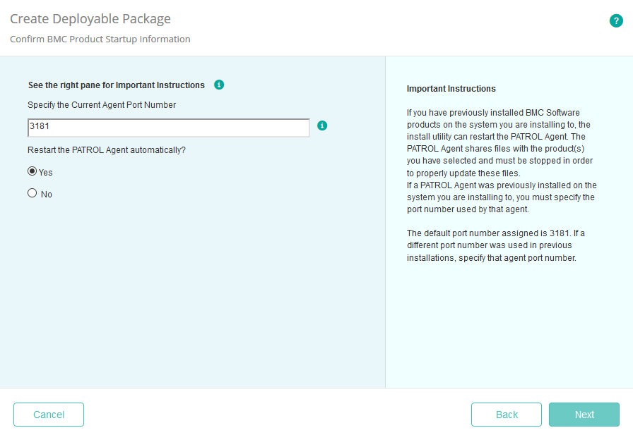 Specifying the BMC Product Startup Information