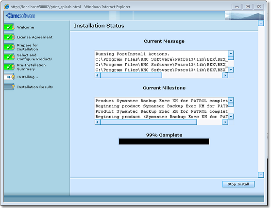 Install-SymantecBackupExec-Status