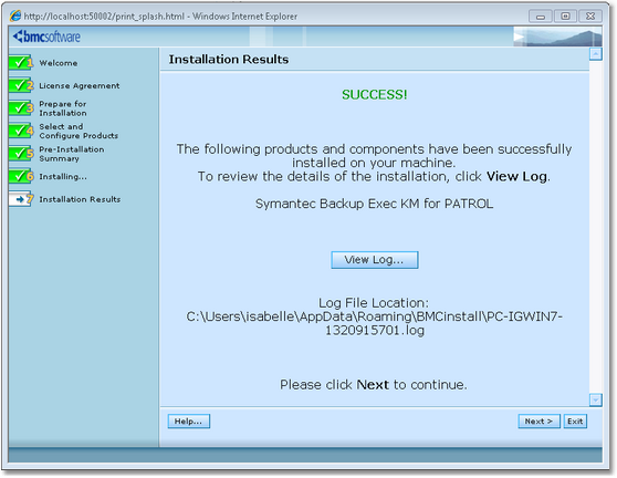 Install-SymantecBackupExec-Sucess