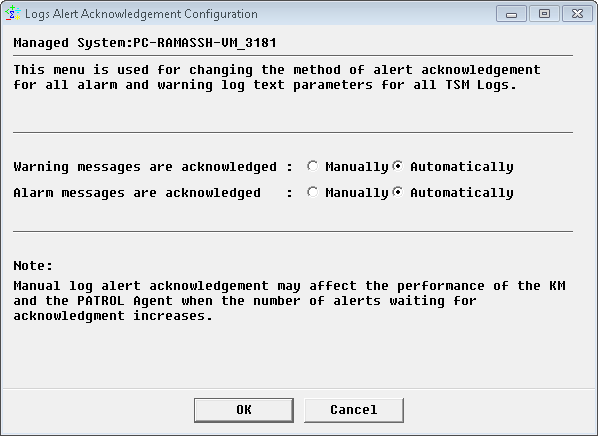 Configuring Log Alert Acknowledgement