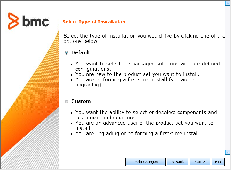 Installation Wizard - Selecting an Installation Type