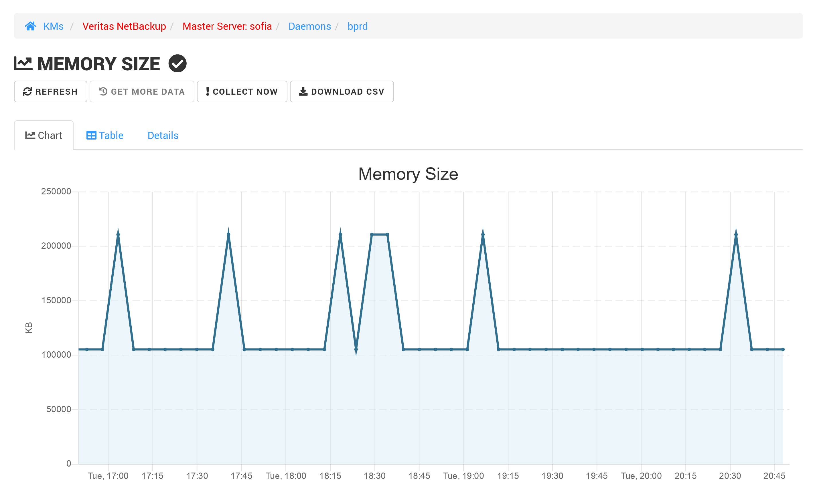 Veritas NetBackup KM Parameter Graph