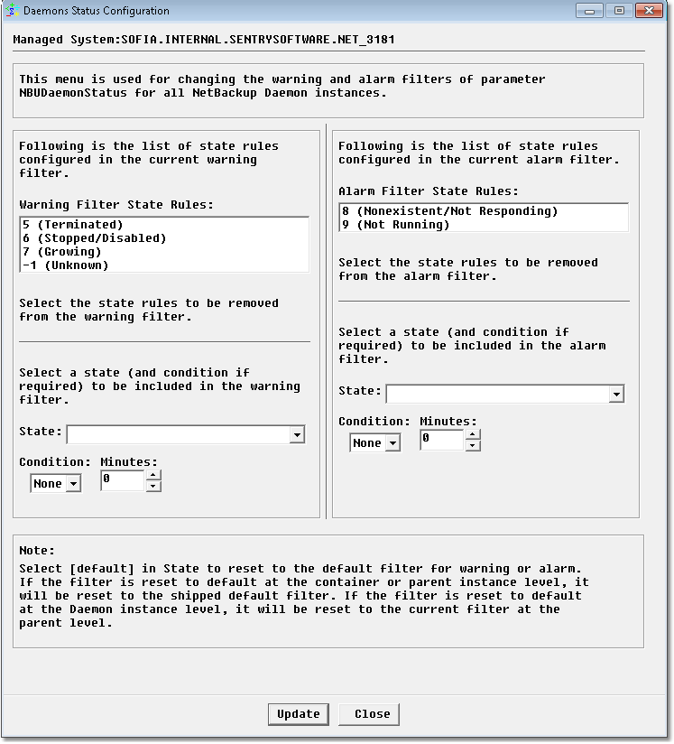 Daemon Status Configuration