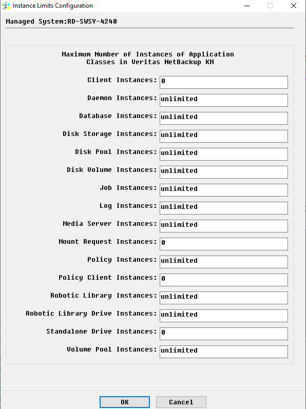 Configuring the Default Instance Limits