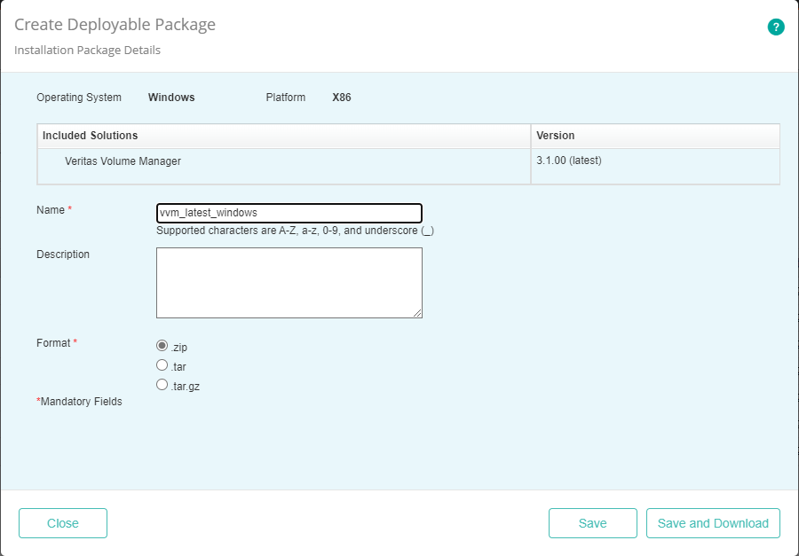 Providing the Installation Package Details